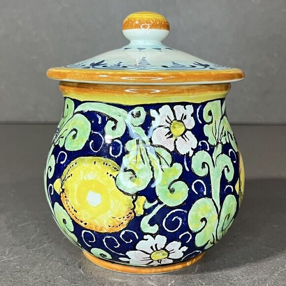 CERAMICHE D’ARTE PARRINI Ceramic Peperoncino Hot Pepper Jar W/ Lid Lemon Tuscany - Picture 4 of 12